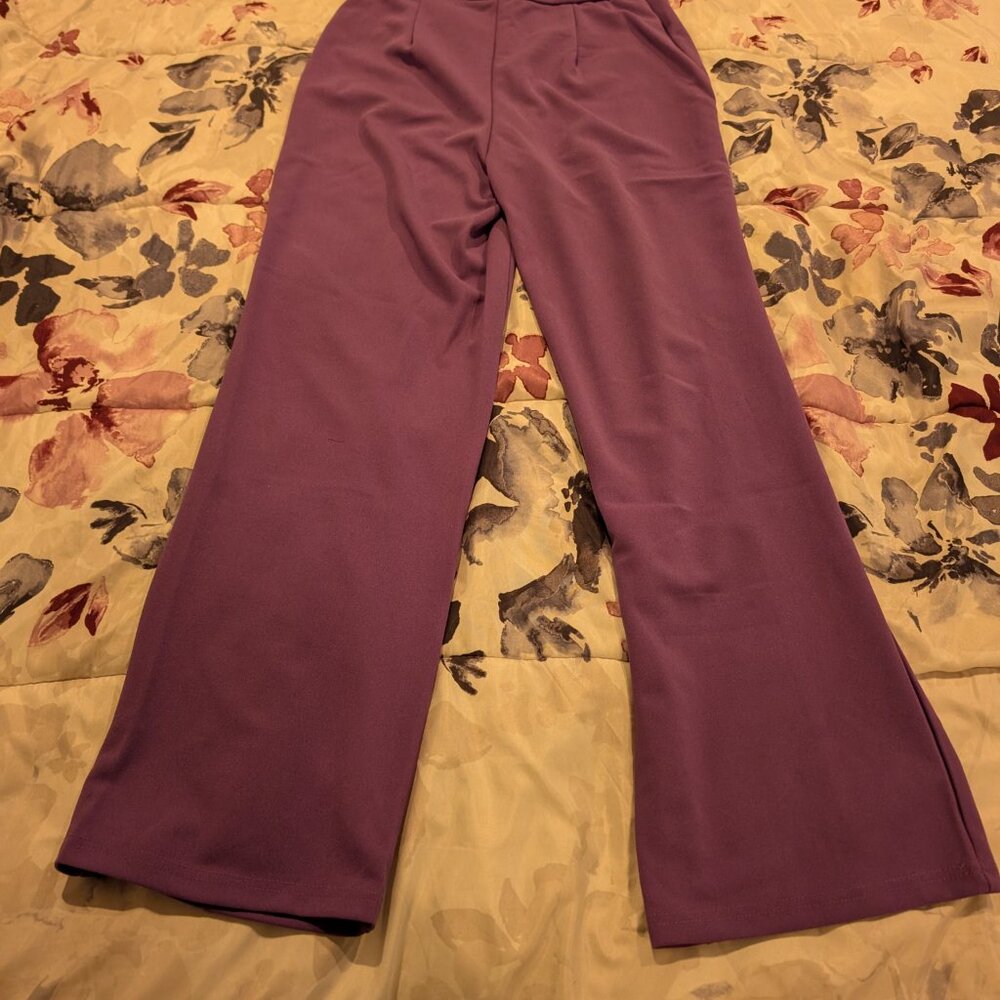Purple Vest and Wide Leg Pant Set - Picture 4 of 10